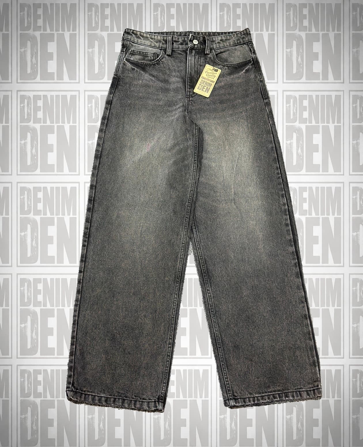 Black Vintage Charcoal Wash Baggy / Straight Wide-Leg