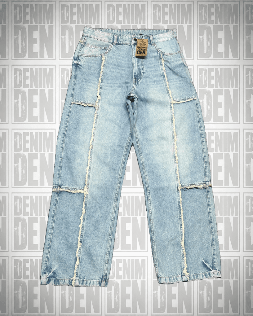 Paneled / Patchwork Wide-Leg Jeans 