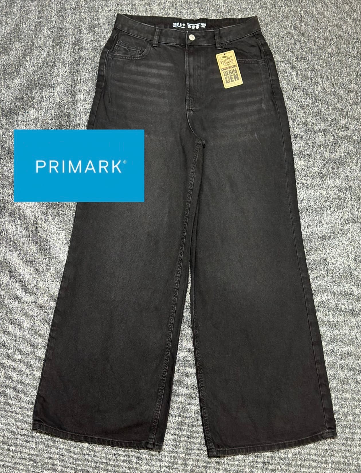 Primark Black Cotton Denim Wide Leg Jeans