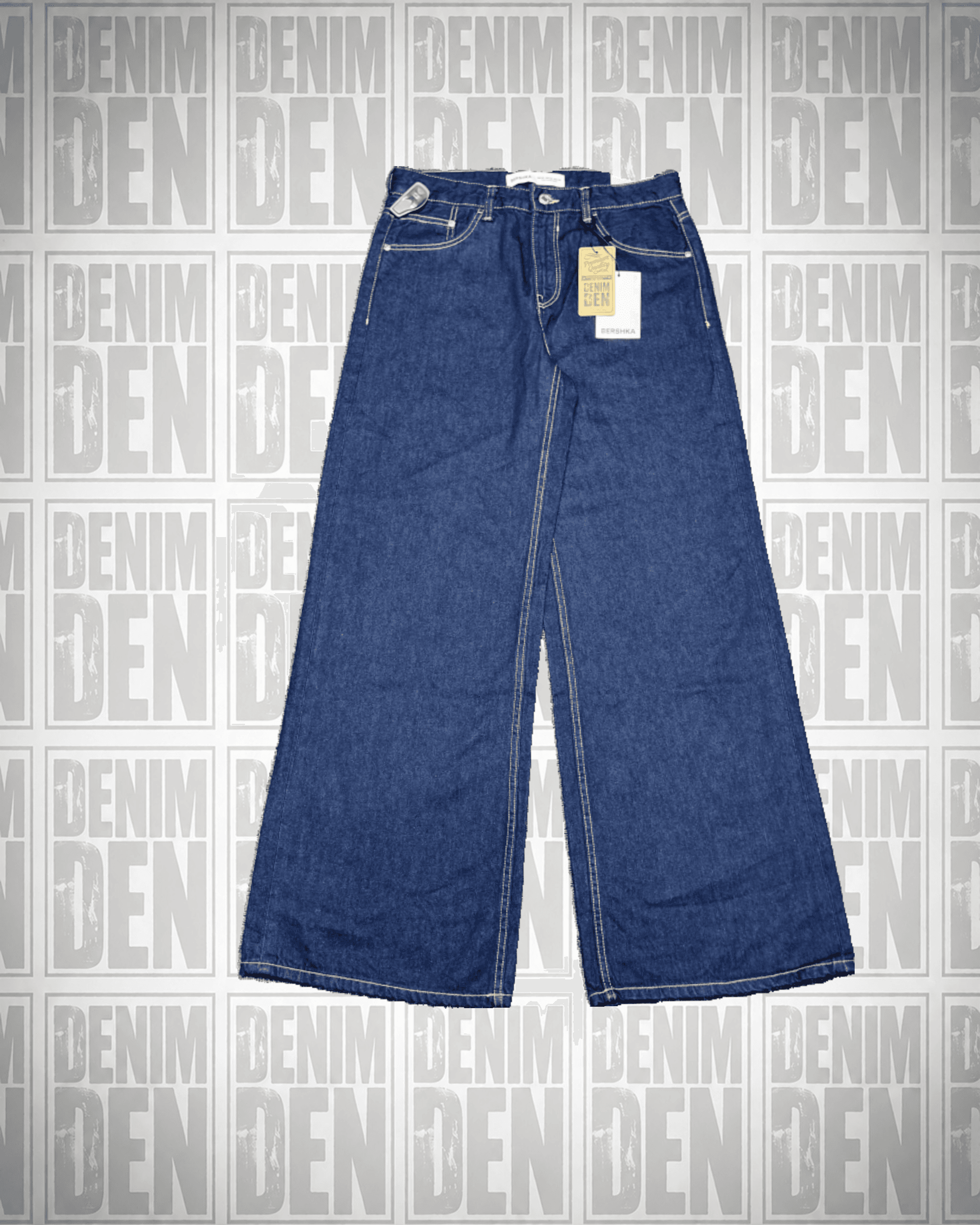 Bershka Dark Blue High-Waist Wide Leg Jeans 2