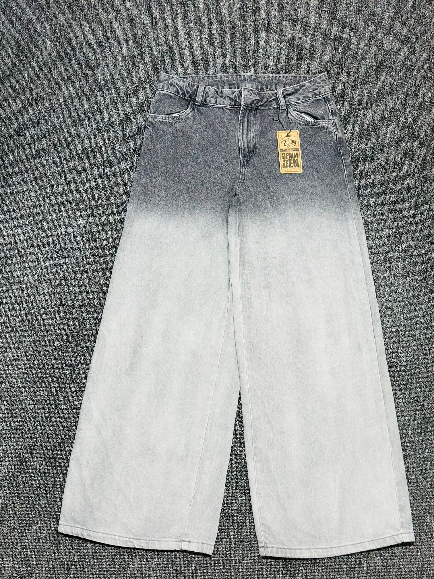 Ombré Washed Wide-Leg Jeans