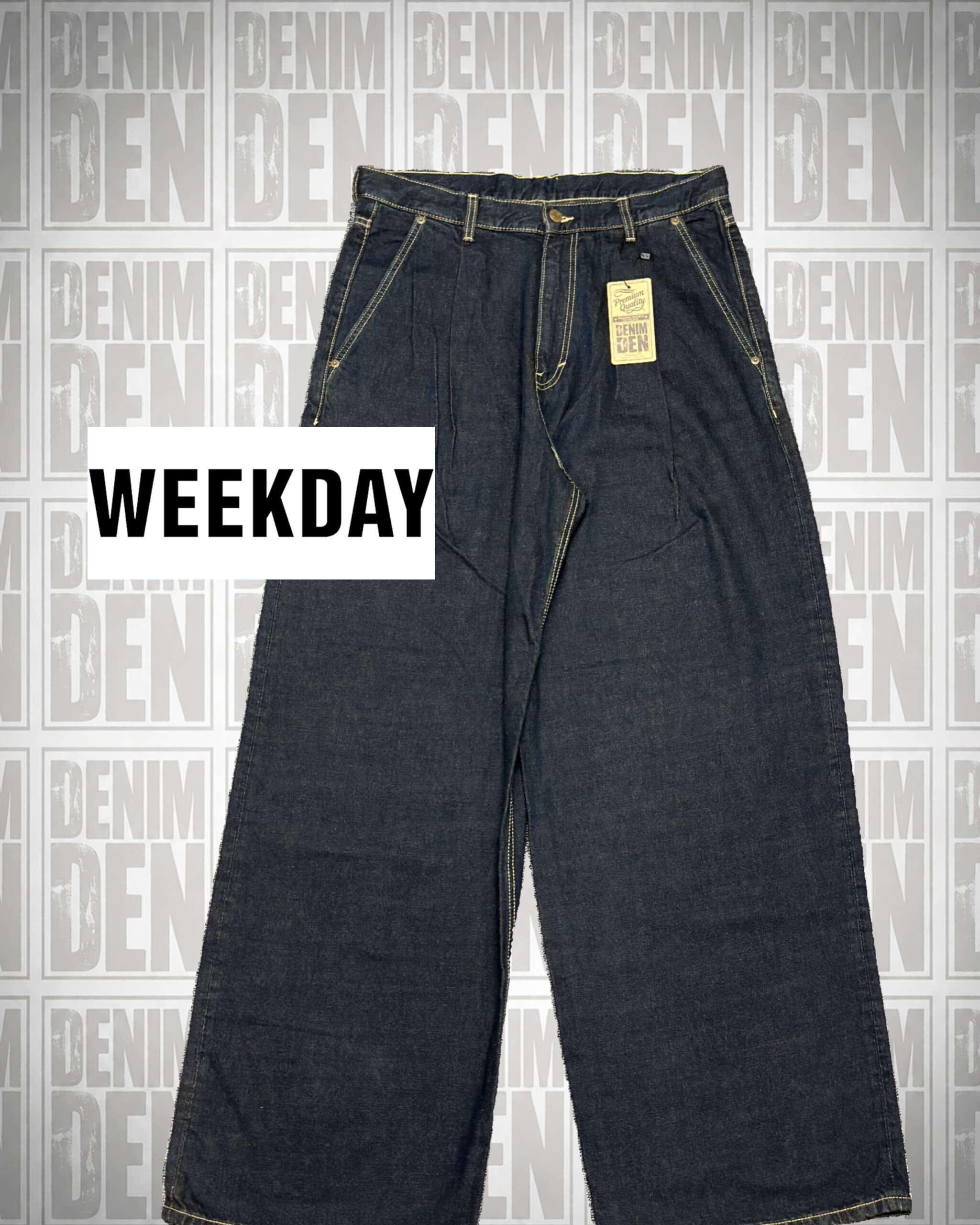 Weekday Pleated High-Waisted Super Wide-Leg Denim